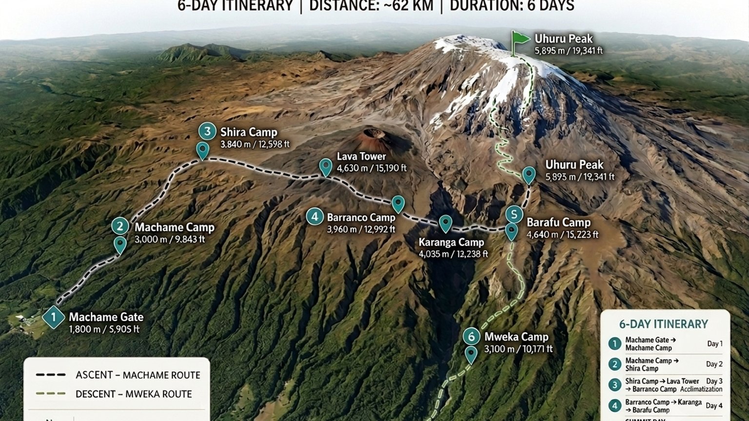 Machame Route 6 Days