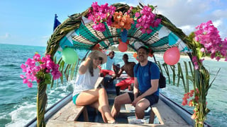 Traditional dhow boat on Zanzibar water